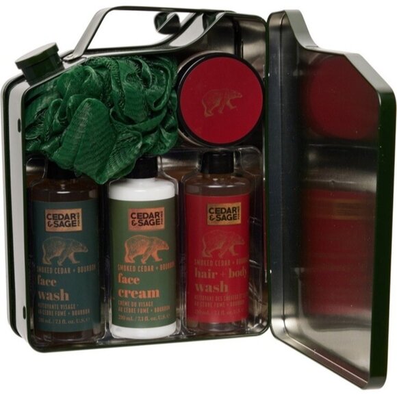 Cedar Sage Face Body Wash Lotion Gift Set Men’s Skincare Bath Essentials Box - Picture 1 of 6